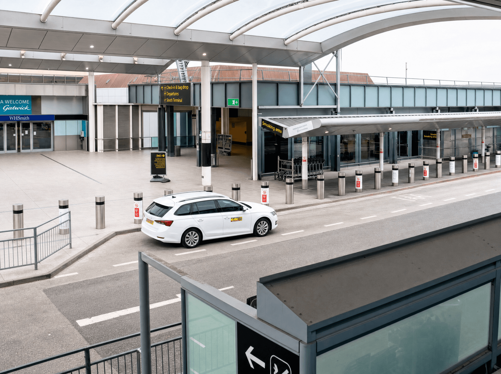 Airport transfer car waiting at the terminal